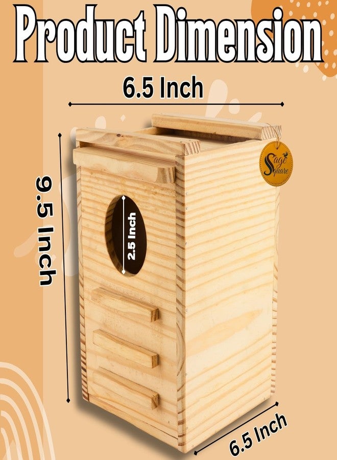 Sage Square Sugar Glider Wooden Hide House - Handcrafted Natural Wood Habitat for Small Pets, Safe, Cozy, Durable, Sugar Gliders, Hamsters, Eco-Friendly, Easy Clean, Enhance Pet’s Comfort & Security - Image 3